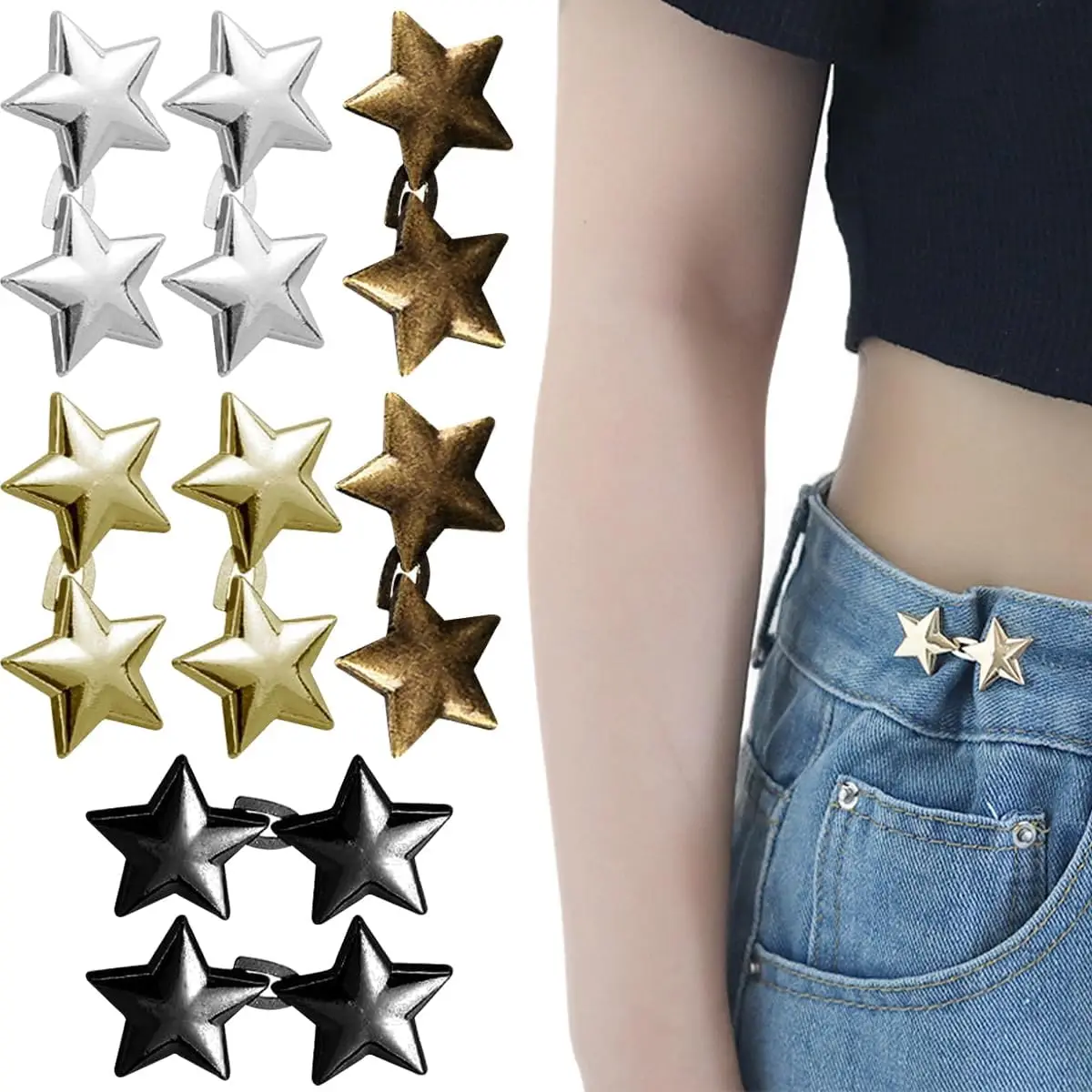 Star-shaped Waist Tightener for Jeans Detachable Alloy Adjustable Pants Waist Buckle Seamless DIY Clothing Accessories