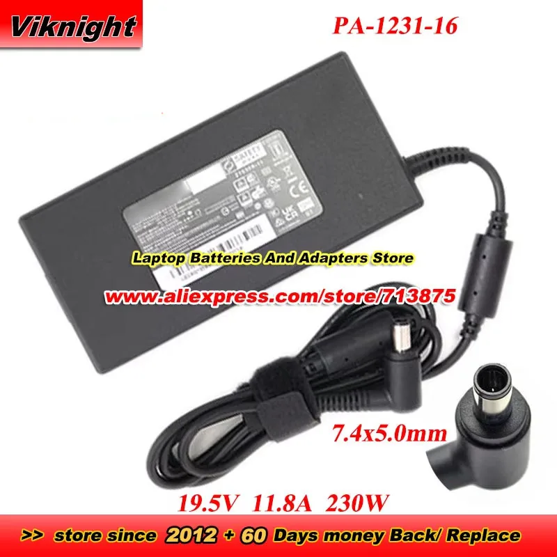 PA-1231-16 19.5V 11.8A 230W 7.4x5.0mm AC Adapter for G 2021 R7 Tuxedo Sirius Gen2 Intel NUC 8 VR NUC8i7HNK Gaming Laptop