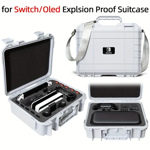 Imagen 1 del producto Maleta a prueba de explosiones para NS, bolsa de almacenamiento dura de EVA para consola OLED Nintendo Switch, bolso de hombro con caja impermeable