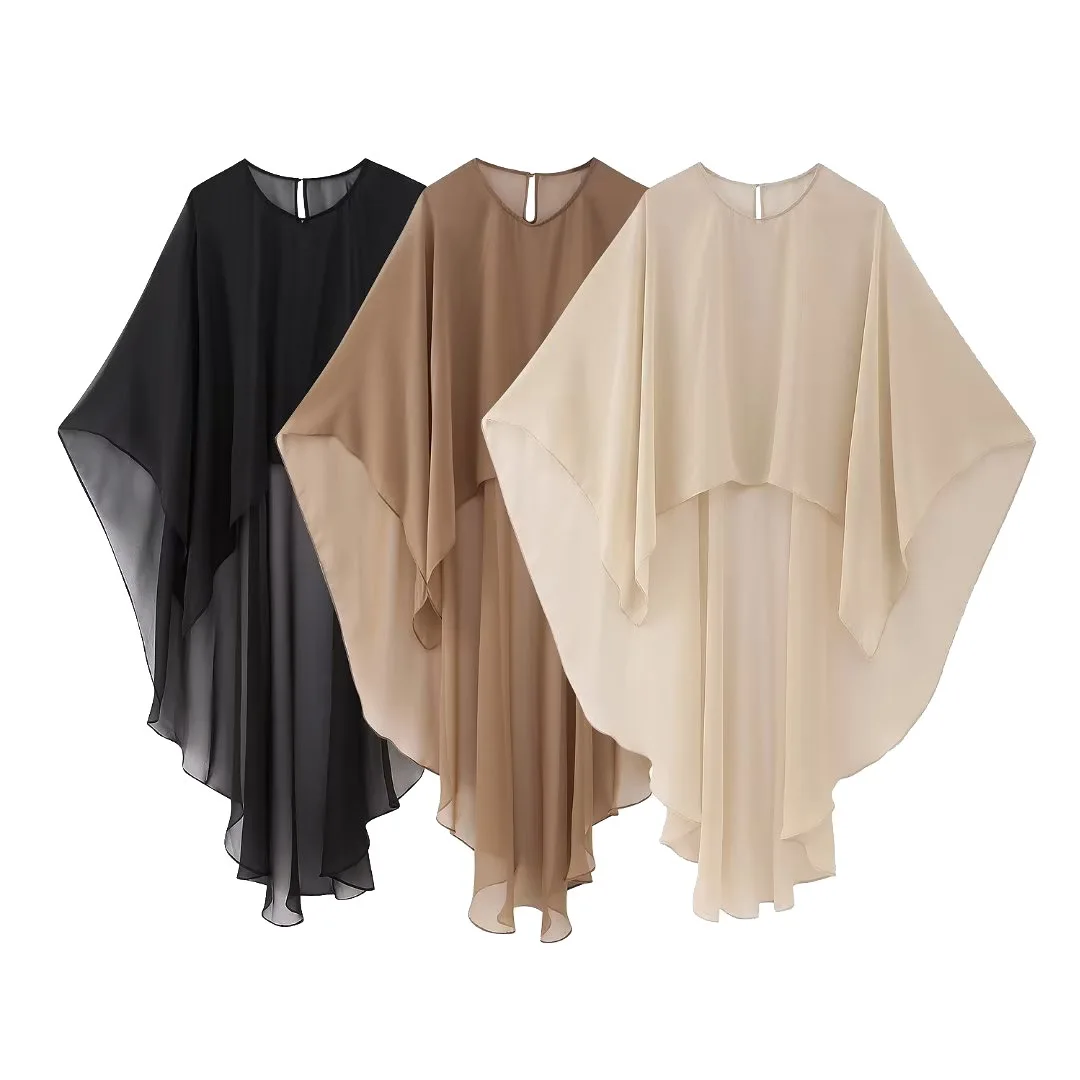 Womens Elegant Gauze Cape Chiffon Cloak