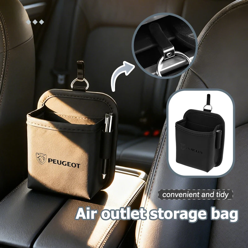Bolsa organizadora para salida de aire del coche, caja de almacenamiento para gafas y teléfono, para Peugeot 208, 3008, 4008, 308, 2008, 207, 107, 508, 607, 106, Rifter
