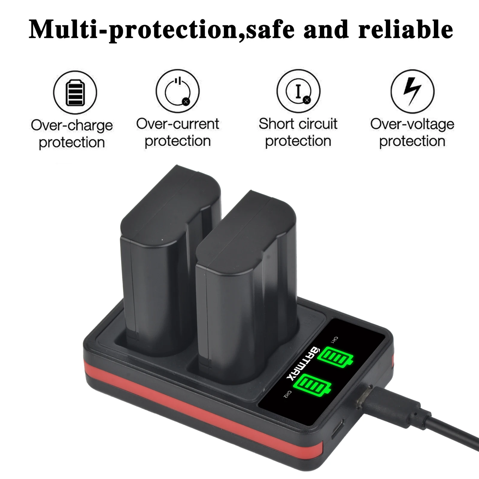 Batmax 2280mAhEN EL15 EN EL15C بطارية Akku + شاحن LED من النوع C لنيكون Z5,Z6,Z7,D7100,D7200,D7500,D850,D750,D7500,D810,D500