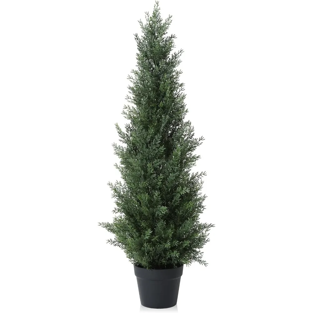 

3FT Artificial Cedar Topiary Trees for Outdoors Potted Fake Cypress Tree Faux Evergreen Plants for Home Porch Decor