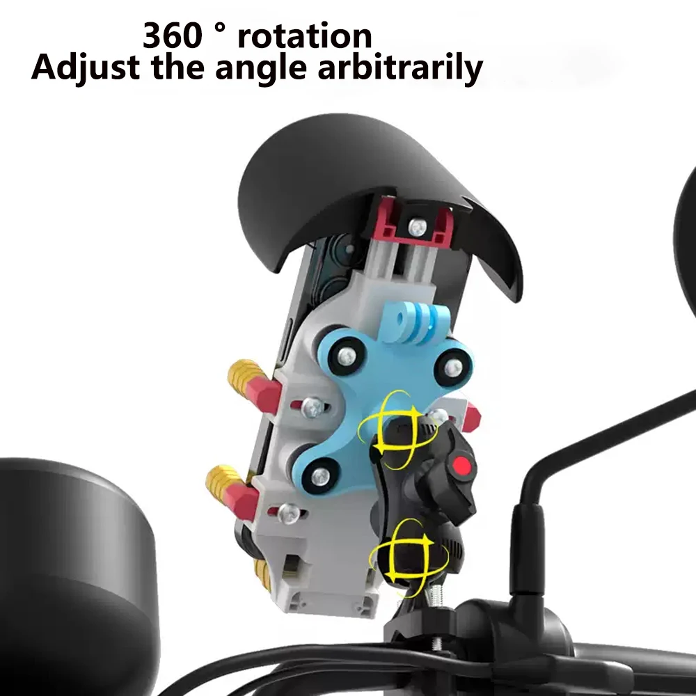 360 ° Adjustment Motorcycle Riding GPS  Bracket Electric Bike  Bicycle Motorbike Handlebar Phone Holder Stand Mount Shock Absorb view 5