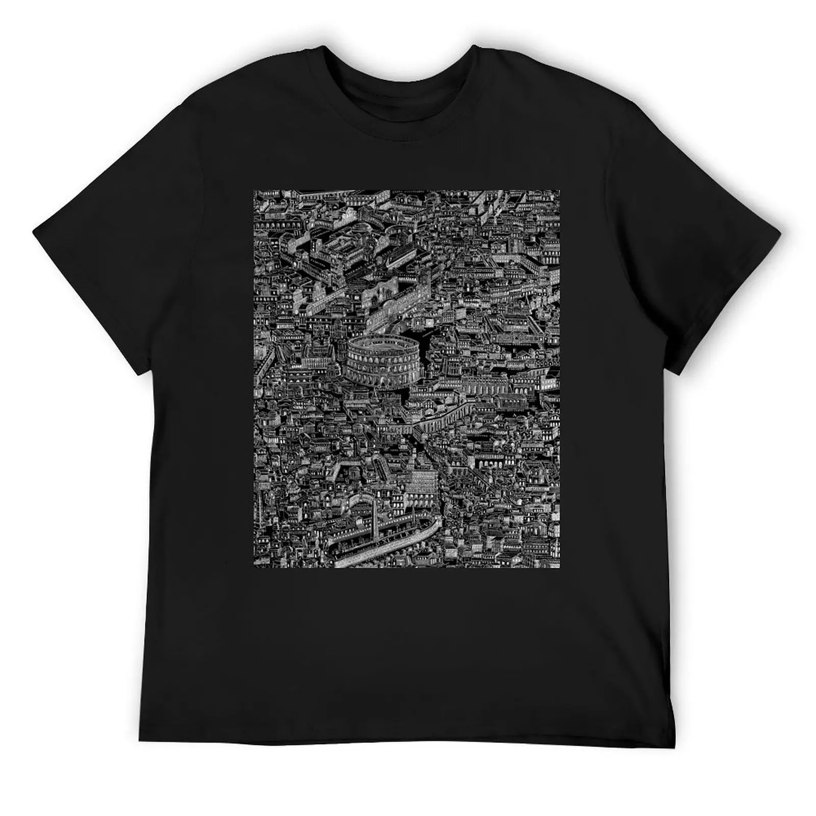 The City Of Rome Black T-Shirt summer top plus size clothes Short sleeve tee tee shirts for men