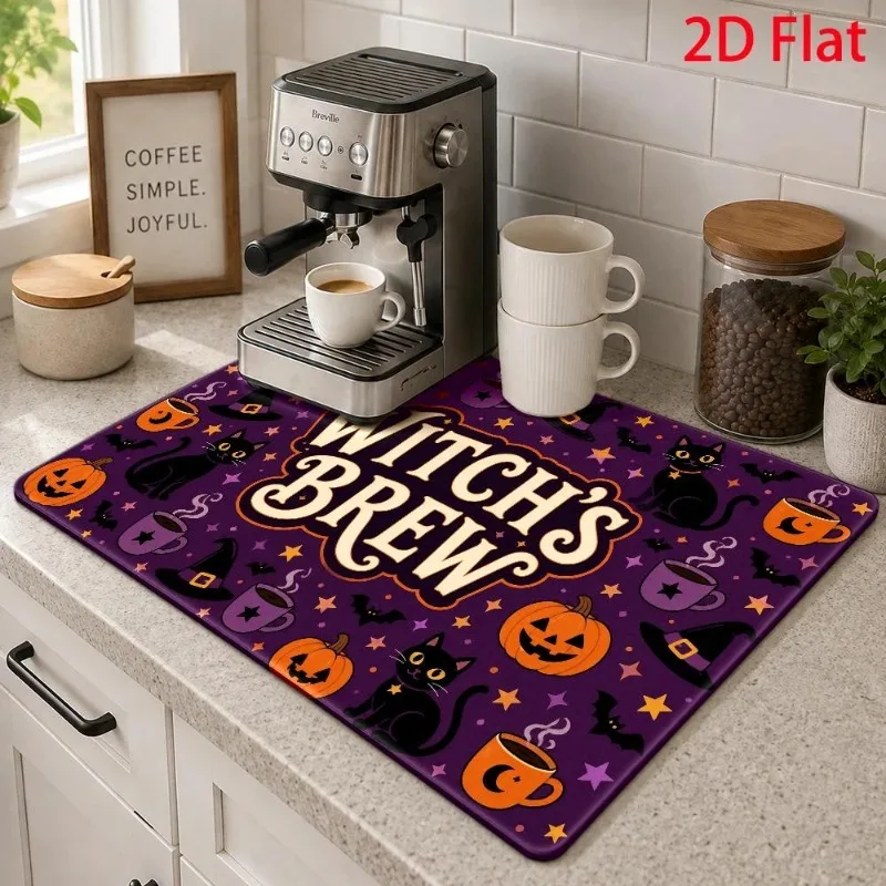 Kitchen Counter Mat Absorbent Fall Maple Leaf Table Protector Heat Resistant Autumn Harvest Pad