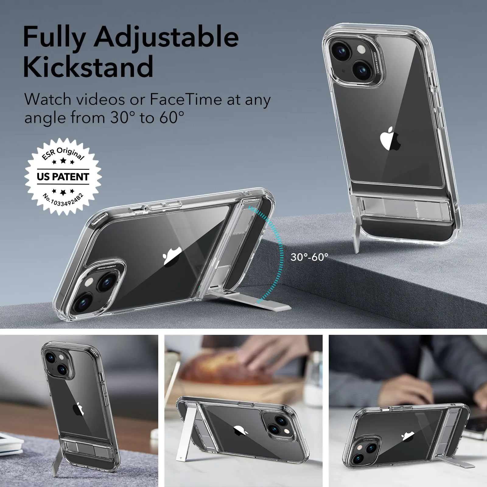 ESR for iPhone 15 Pro Protective Case for iPhone 15 Pro Max Hybrid Protection Case for iPhone 15 Stand Metal Kickstand Case