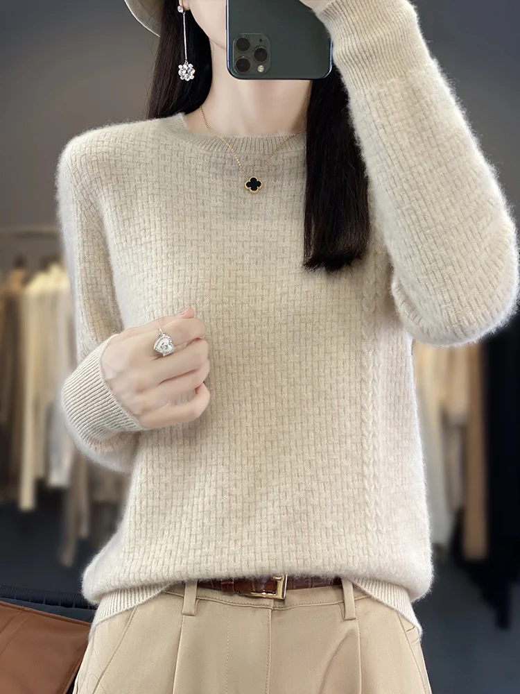 Women\'s Fashion Sweater O-Neck Pullovers Long SleeveTop Knitwear Wool Thick Warm Korean Top Autumn Winter Luxury Woman Sweaters