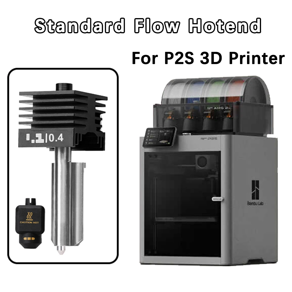 Non-detachable Nozzle Hotend For Bambu Lab P2S Hot End Hardened Steel Nozzle 0.2/0.4/0.6/0.8mm For Bamboo H2C/H2D/H2S/A1/A1mini