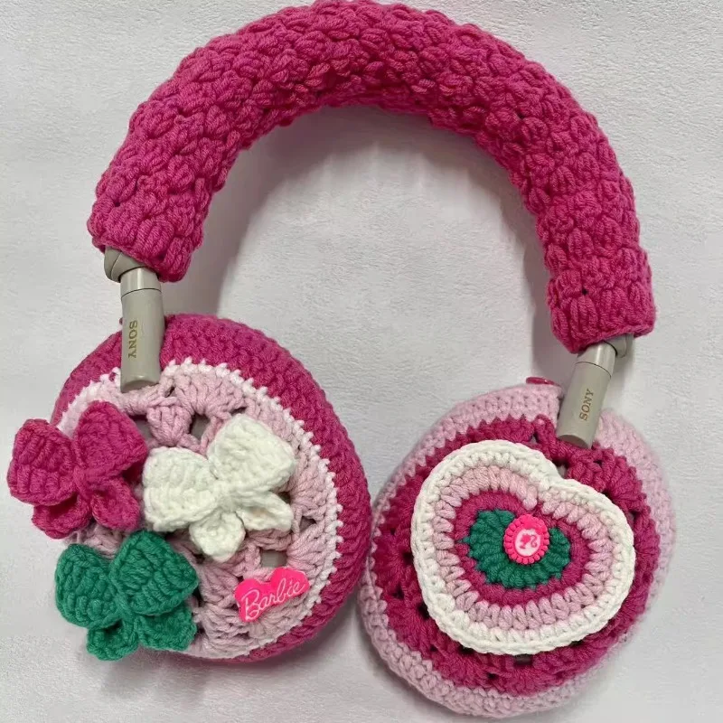 

Cute Girl Pink Y2K SonyXM4/5 Headphone Case Cover Winter Wool Handmade Custom Airpods Cases Headphones Accessories Decoration
