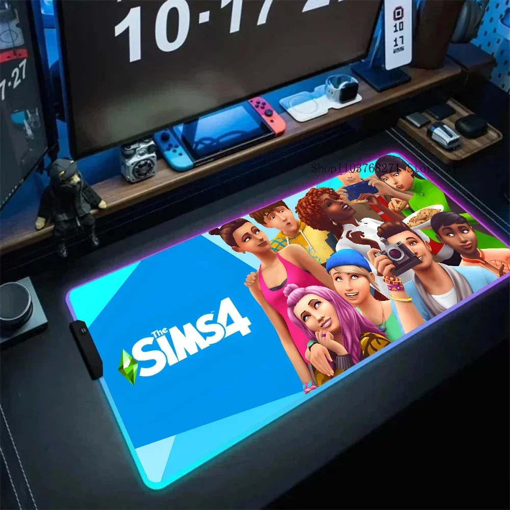 1 قطعة T-The Sims 4 Game XXL RGB وسادات ماوس الألعاب ملحقات الألعاب LED كبيرة