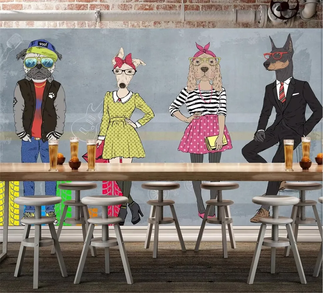 Custom Wallpaper Fashion girl cartoon abstract animal store clothing store background  wallpaper papier peint mural 3d