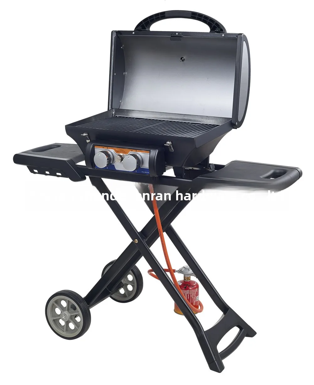Ready-Made Foldable Portable Outdoor Charcoal Grill Propane Fuel Powder Coated Finish 2 Burners Easy to Carry Outdoor BBQ