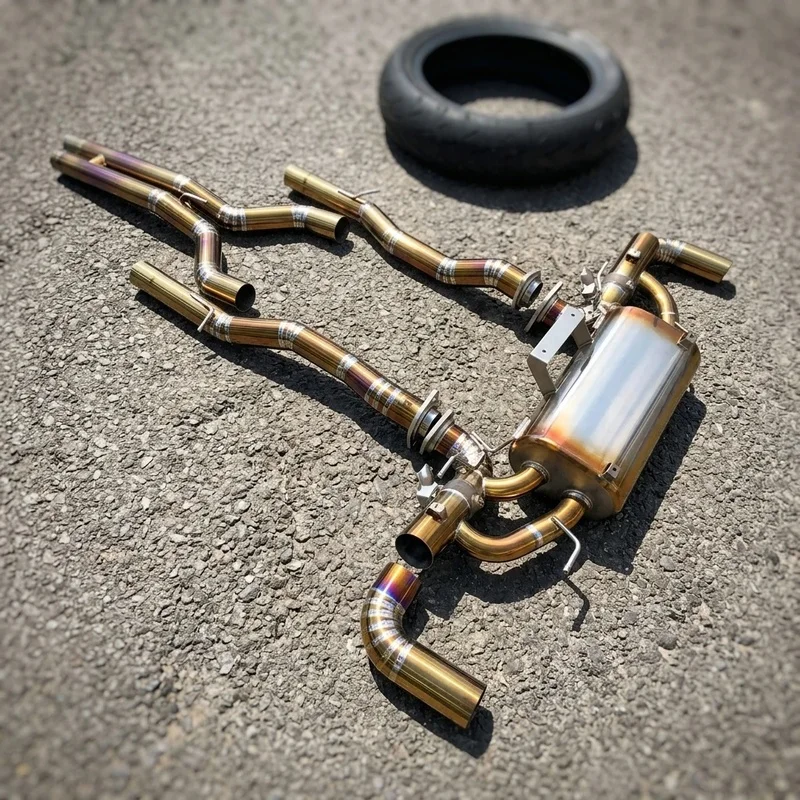 Wholesale Titanium Catback Exhaust for Aston Martin DB11 V12 5.2l 2016-2019 Gold Color Customized Mid Pipe Vacuum Valve System
