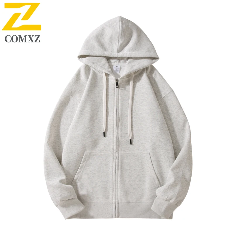 

Men Casual Hoode Sweatshirt Spring Autumn Pure Cotton Heavy-duty Skin Friendly Breathable Commuting Hooded Cardigan Youth Hoodie