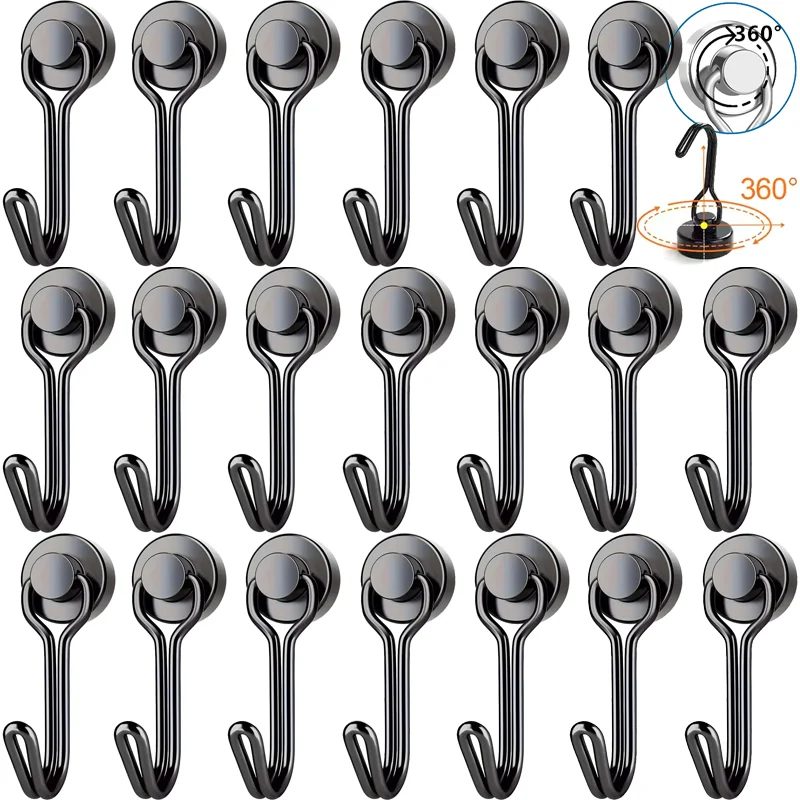 360 ° دوران 20 مللي متر خطاف مغناطيسي قوي الثقيلة مغناطيس قوي خطاف دوار للمنزل مدرسة المطبخ تخزين متعدد الأغراض #1