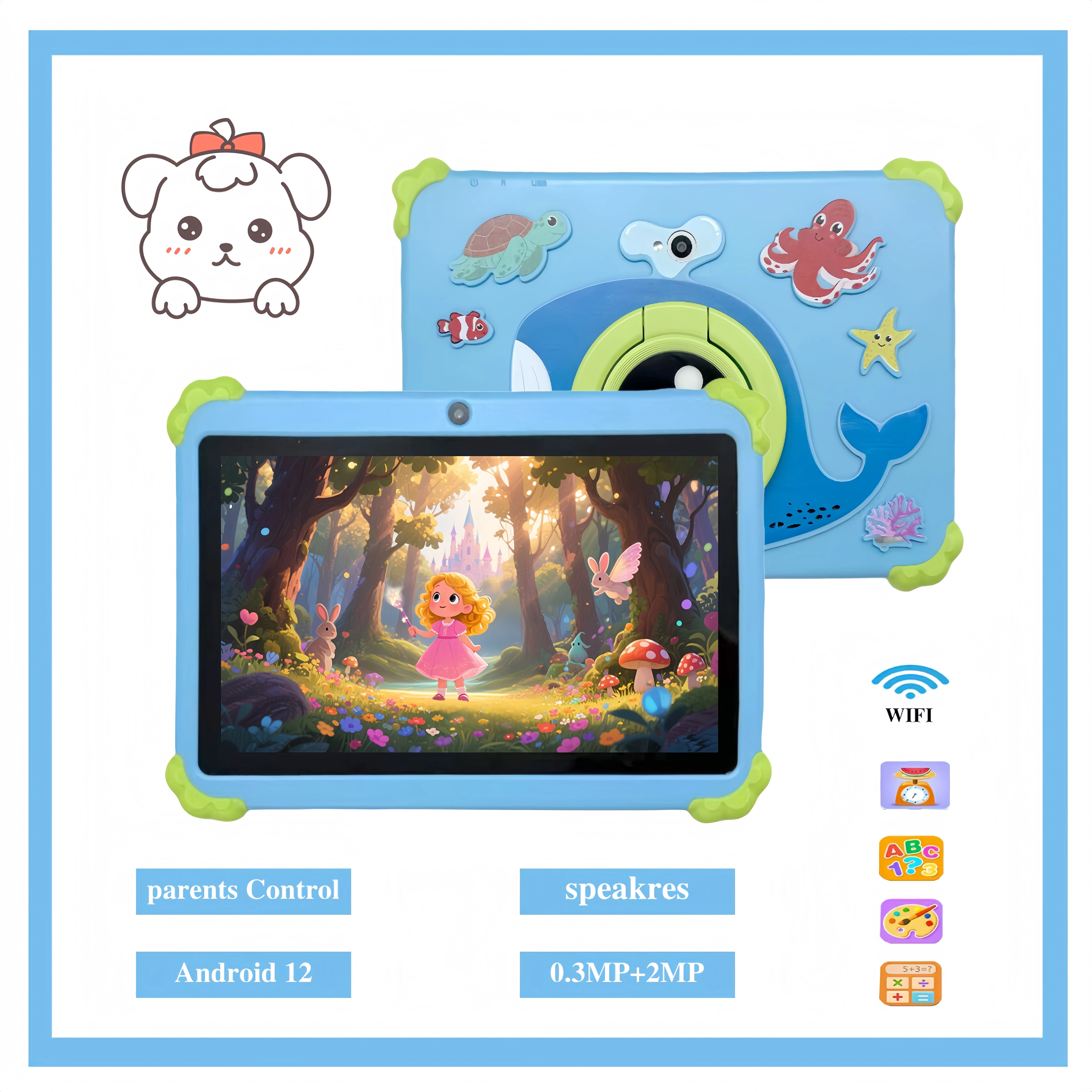 7-Zoll-Android-Tablet, Parentalsteuerung, WLAN, zwei Kameras, hochauflösender Bildschirm, sturzsicher, Kindergeschenk
