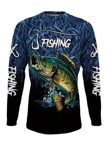 Fishing Shirts Men's T-Shirts Long Sleeve Mens Clothes Autumn Streetwear Crew Neck Pullovers Mens T Shirt Casual Men Clothing