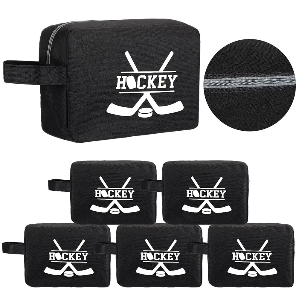 6 Pcs Hockey Tape Accessory Bag - Large Capacity Organizer with Double Zipper for Tape Wax Scissors Repair Kit Storage Office