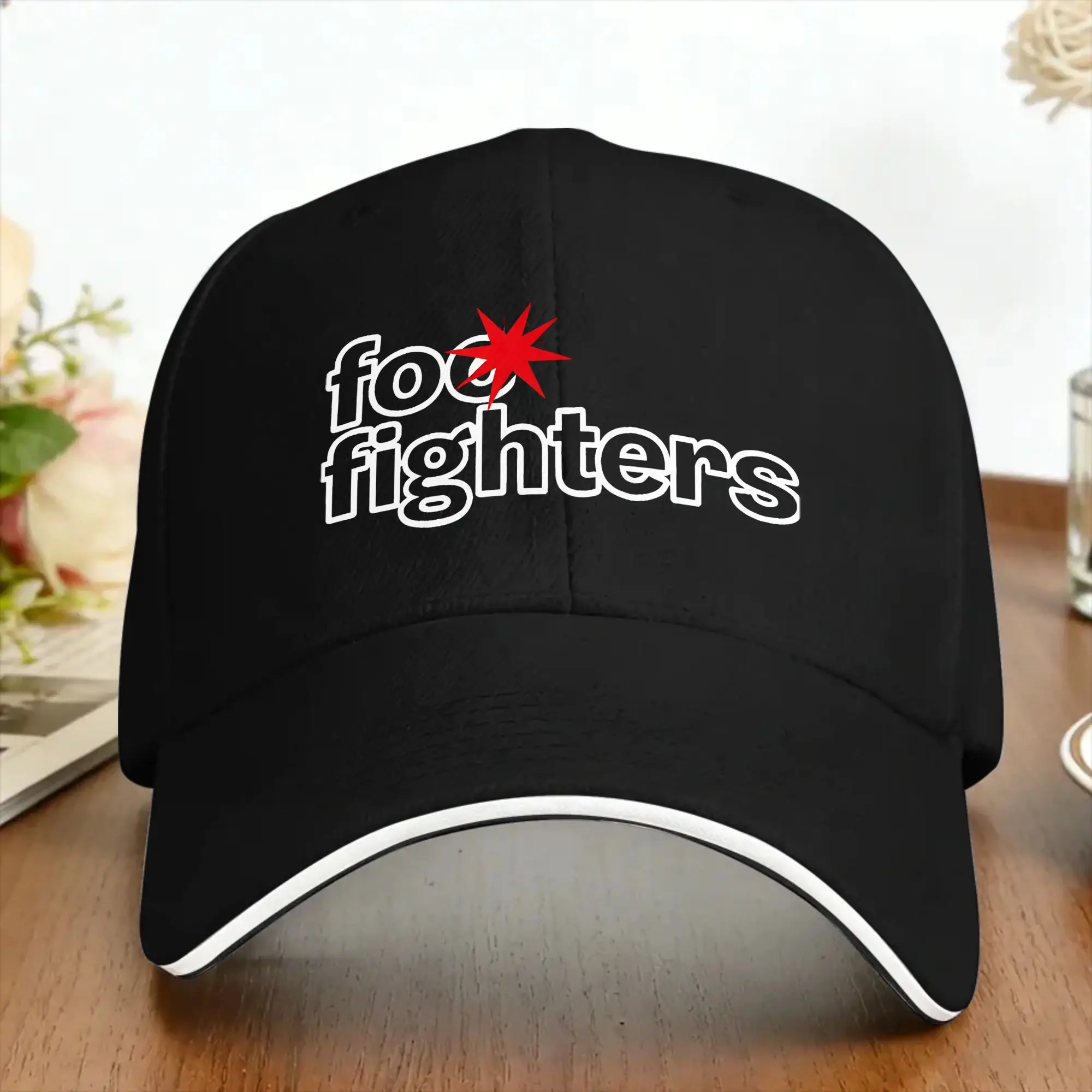 Foo Fighters White Outline Red Star Logo Casual Baseball Cap  Hiking Fishing Hip Hop Hats Summer Sun Visor Baseball Caps