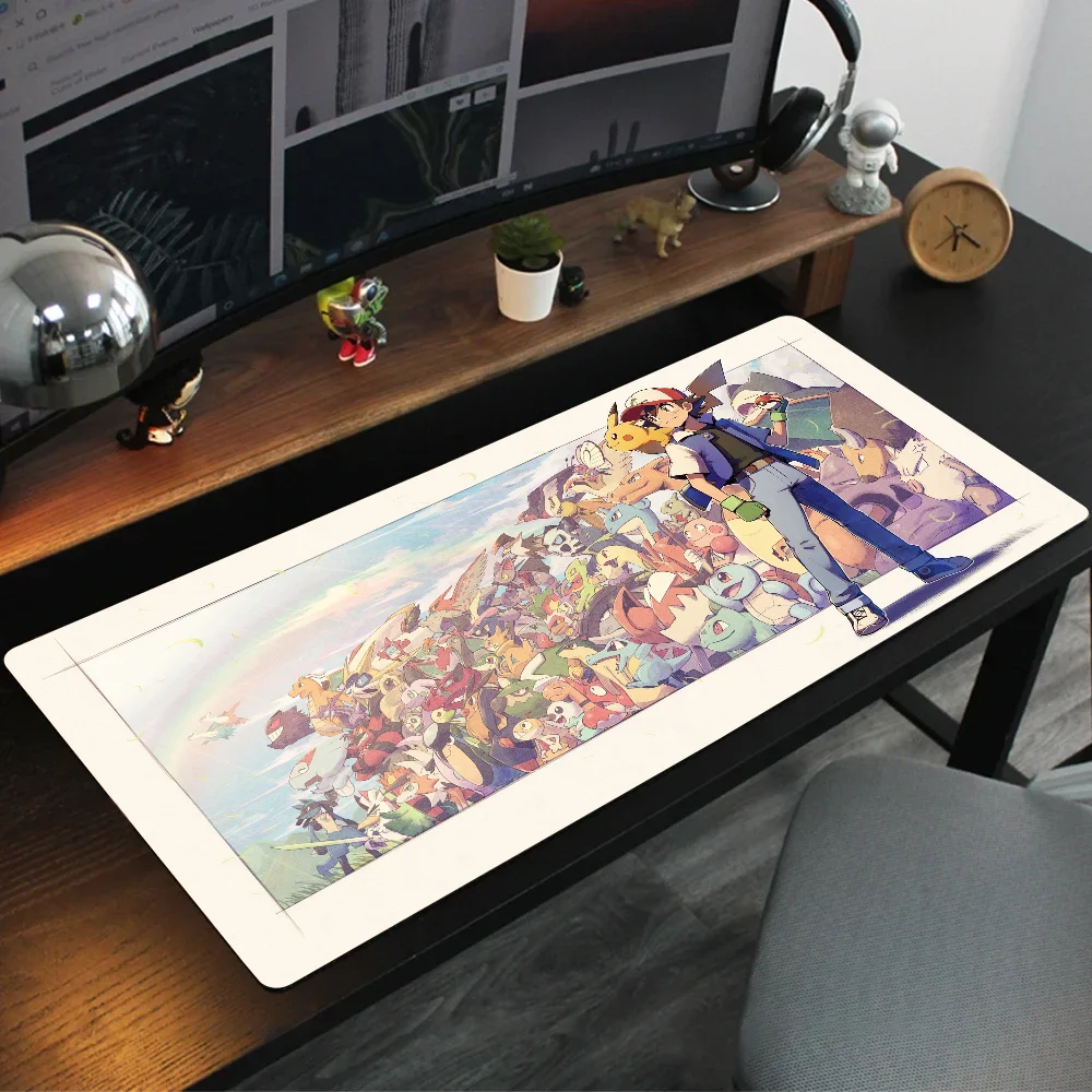 P-Pokemon Game Anime Battle Mousepad Mouse Mat حصيرة مكتبية مع وسادة ملحقات الألعاب Prime Gaming XXL لوحة المفاتيح حصيرة الحشو