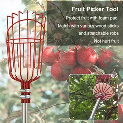 Orchard Fruit Picking Tools Retractable Fruit Collection Picking Catcher Device Detachable Farm Garden Aerial Fruit Picker Heads