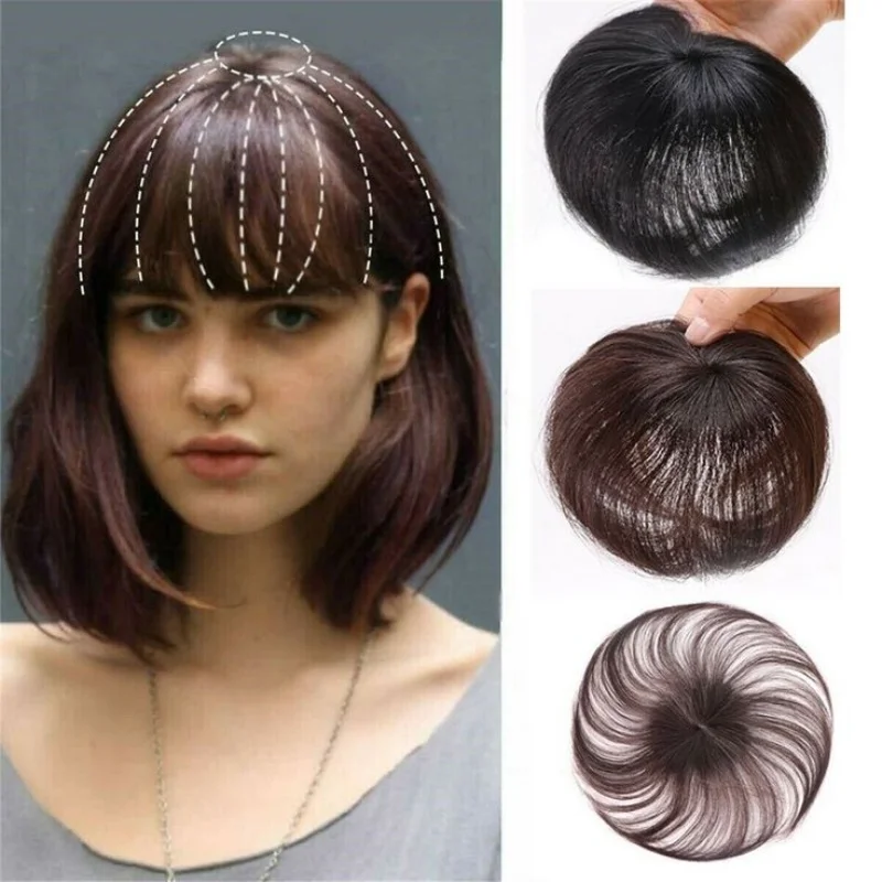 

Kuin Silk Base Women Toupee Human Hair Wigs Topper Clip In Hairpiece With Bangs P6/613 Hair Toppers For Women Hair Extensions