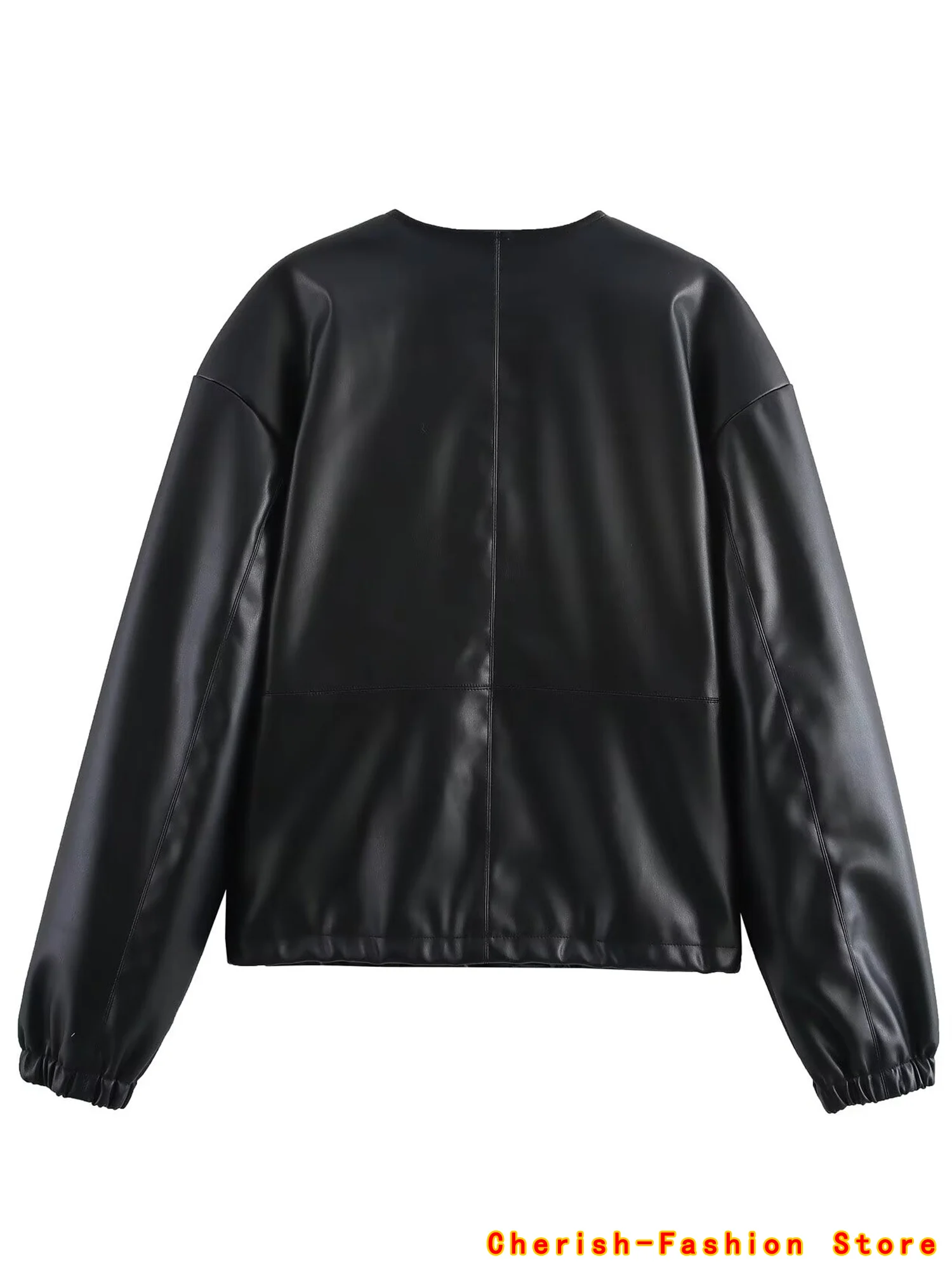 2025 Cappotto in pelle girocollo moda donna Retro Lady maniche lunghe Capispalla in ecopelle Giacca in pelle PU per il tempo libero femminile primaverile