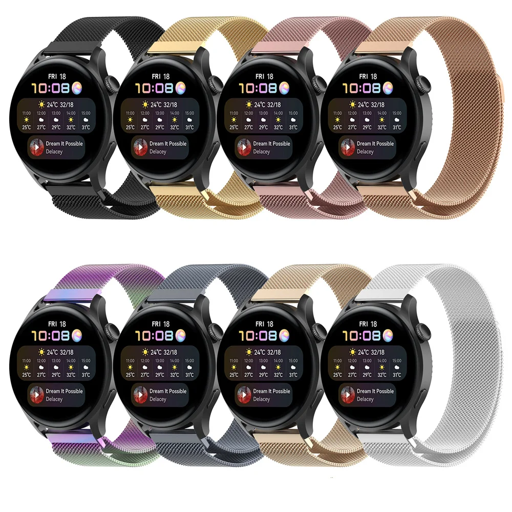 Watchband 22 مللي متر لهواوي الشرف ساعة GS3 الفرقة Milanese حلقة الفولاذ المقاوم للصدأ المغناطيسي مشبك الرياضة سوار ساعة اكسسوارات