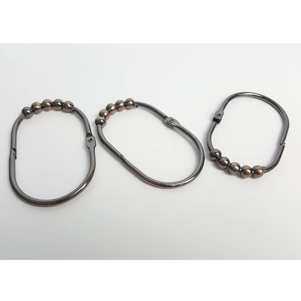 

12 PCS/Set Shower Curtain Hook Rod with Hooks Rings for and Oval Bronze Rustproof