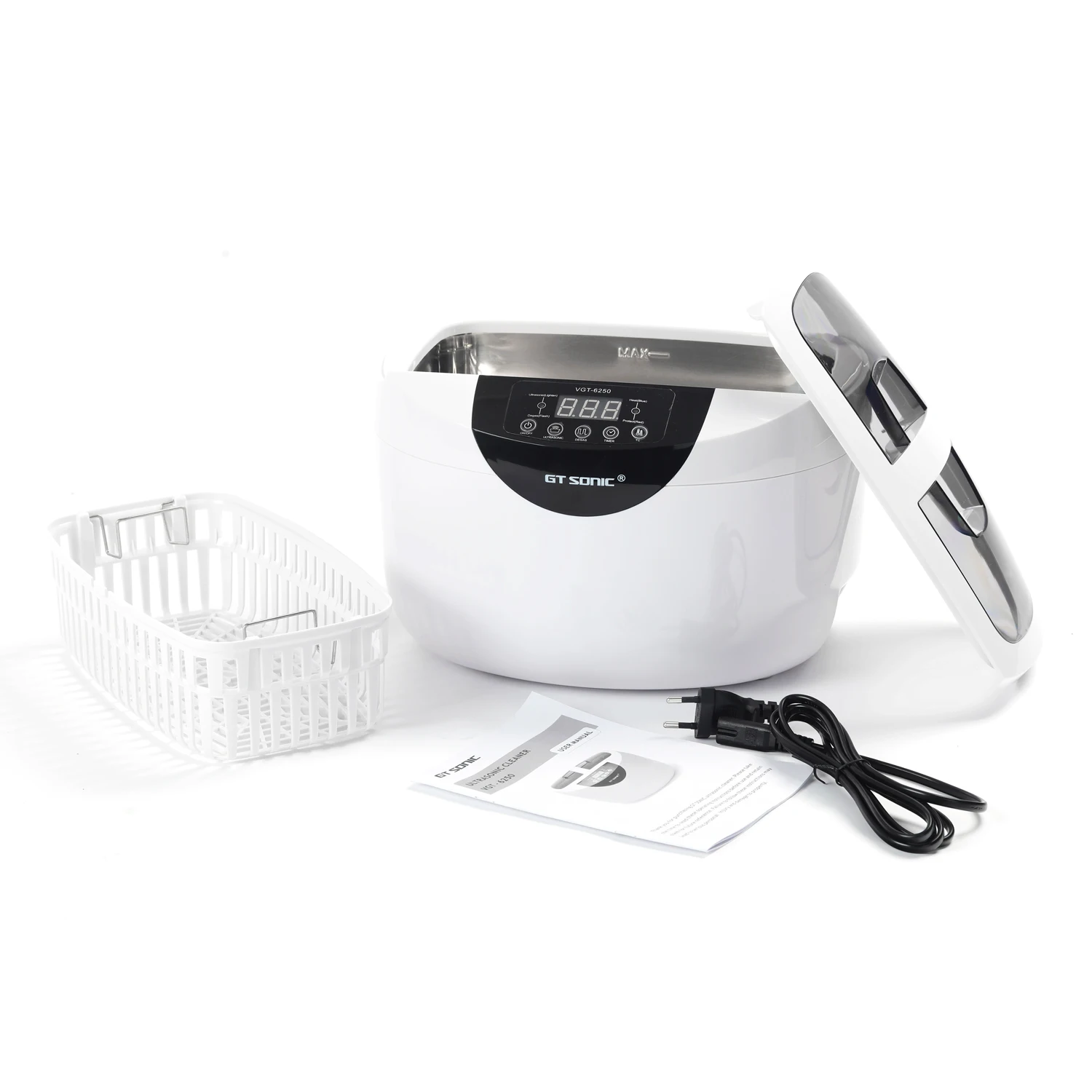 VGT-6250 2.5L Portable Digital Ultrasonic Cleaner With Degas Function Denture Cleaners Ultrasonic Fruit And Vegetable Cleaner