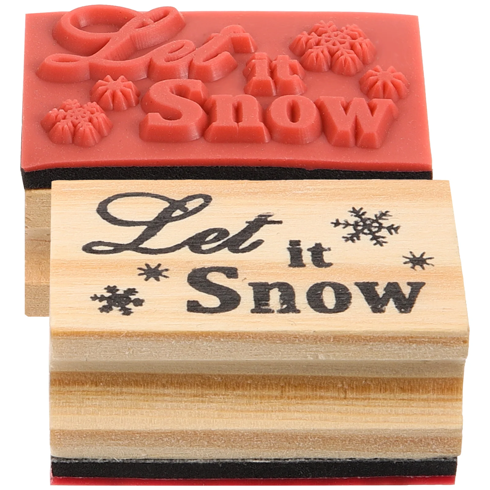 

2 Pcs Christmas Snowflake Stamp Kids Scrapbook Stamper Die Seal Toy Wood Creative Plaything