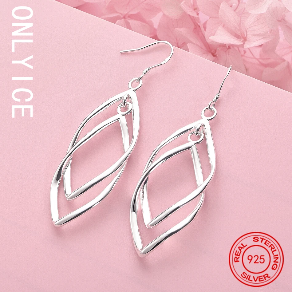 

Hot 925 Sterling Silver Double Rhombus Drop Earrings For Women Creativity Gifts Street All-match Party And Daily Wear