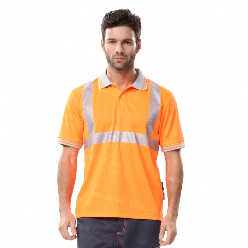 orange shirt man hi vis t shirt workshop shirt men mechanic striped shirt polo safety reflective t shirt men