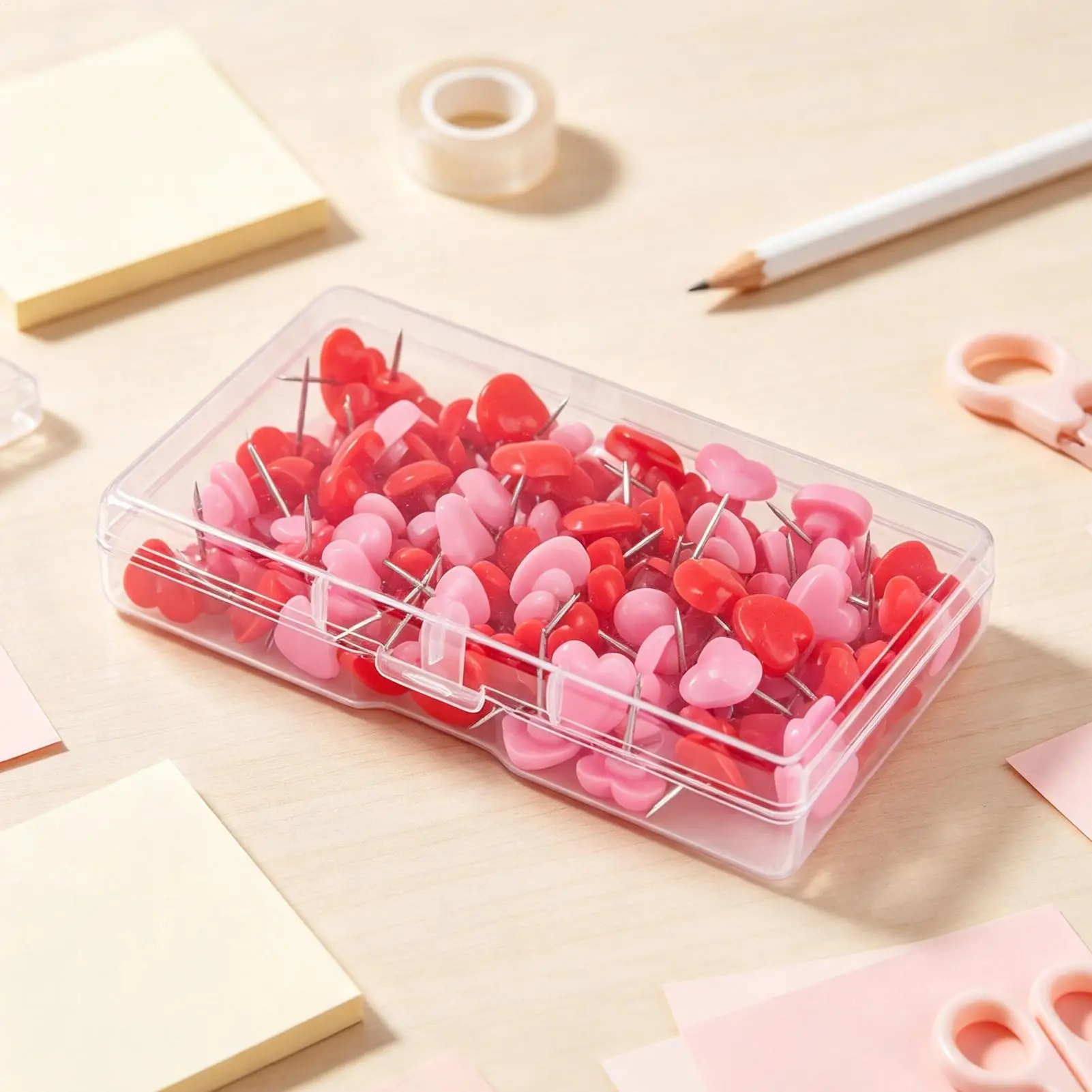 Pink Push Pins 100 Pieces Pink Heart Shaped Reusable Thumbtacks Decorative Home Pins For Office Map Picture Wall Mental School