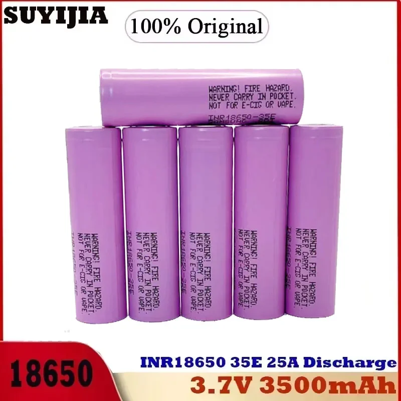 18650 Battery 100% Pack INR18650-35E 3500mAh 3.7V 20A Rechargeable 18650 Li-ion Battery for Toys Power Tools Flashlight