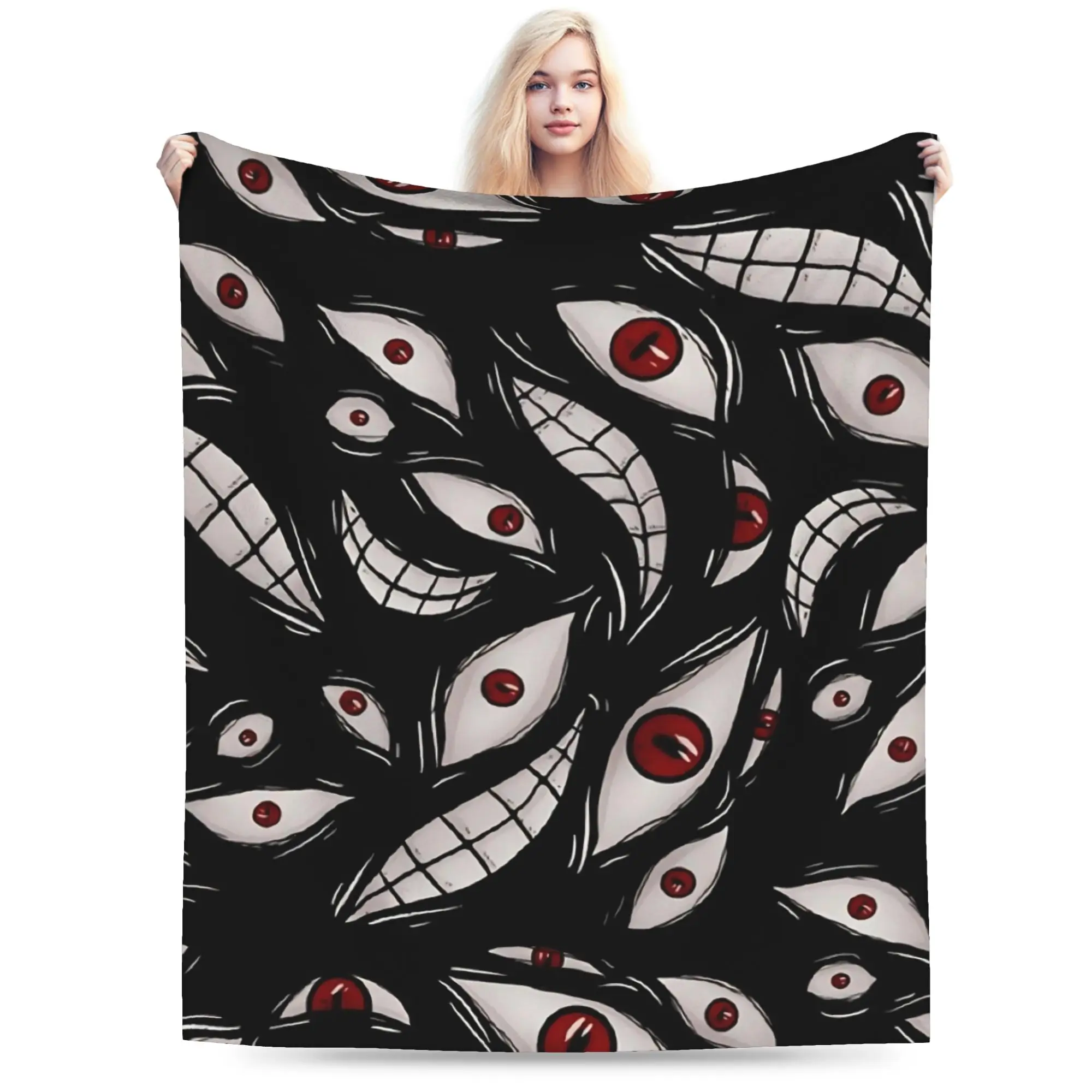 Bloody Eyeball Printed Blanket For Men Women Warm Cozy Fluffy  Throw Blankets for Bed 50x60 Inches Multiple Sizes