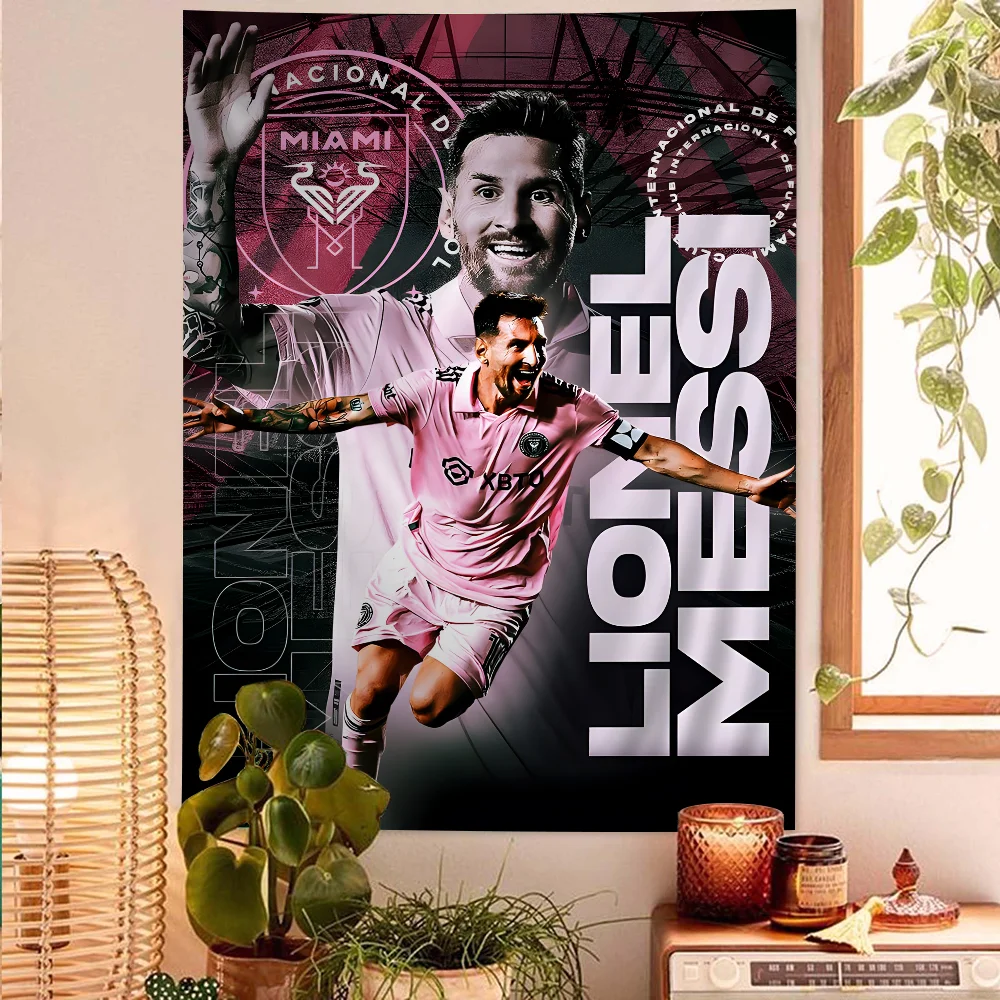 Football Star M-Messi Printed Large Wall Tapestry Wall Hanging Decoration Household Decor Blanket