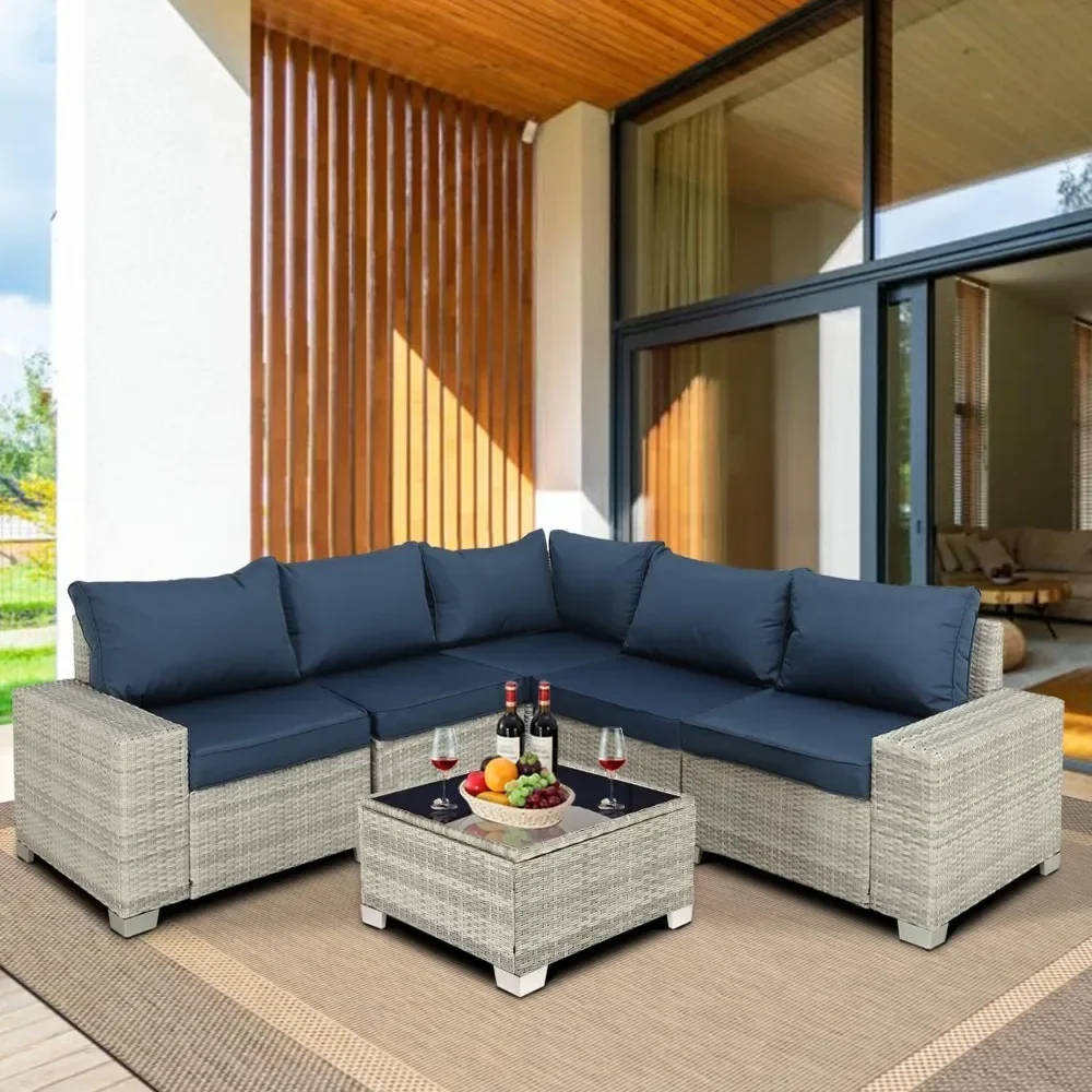 Outdoor Furniture Patio Furniture Sets Conversation Sets Sectional Sofa Couch Wicker Rattan for Lawn,Garden,Porch and Poolside