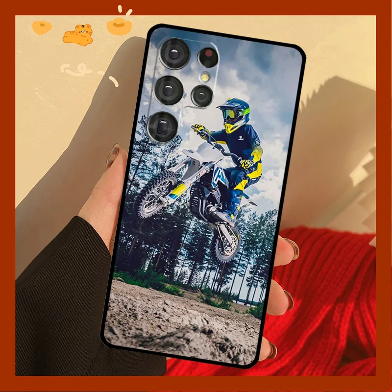 Moto Cross motorcycle sports Silicone Case For Samsung Galaxy S8 S9 S10 S20 FE S21 Plus Note 20 Ultra S22 Ultra Cover