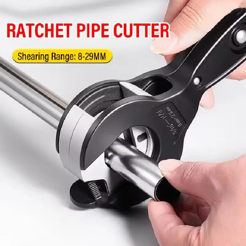 

Труборез с храповым механизмом 8-29 мм, универсальный, для нержавеющей стали, меди, алюминия, ножницы-резак для шлангов, ручной инструмент