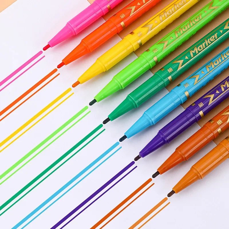 10pcs/boxDouble ended hand drawn hook pen oil-based tracing pen water-based colored needle tube pen