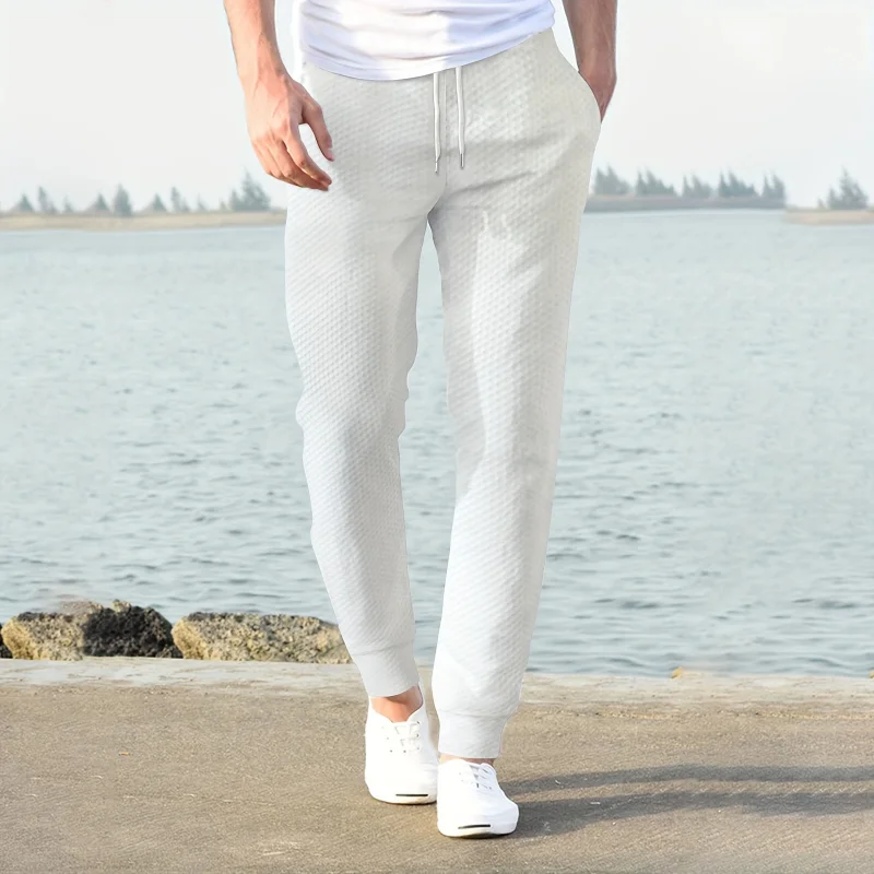 2024 Men's Casual SweatPants Spring Fall Loose Permeable SweatPants Men's Elastic Pants Sweatpants