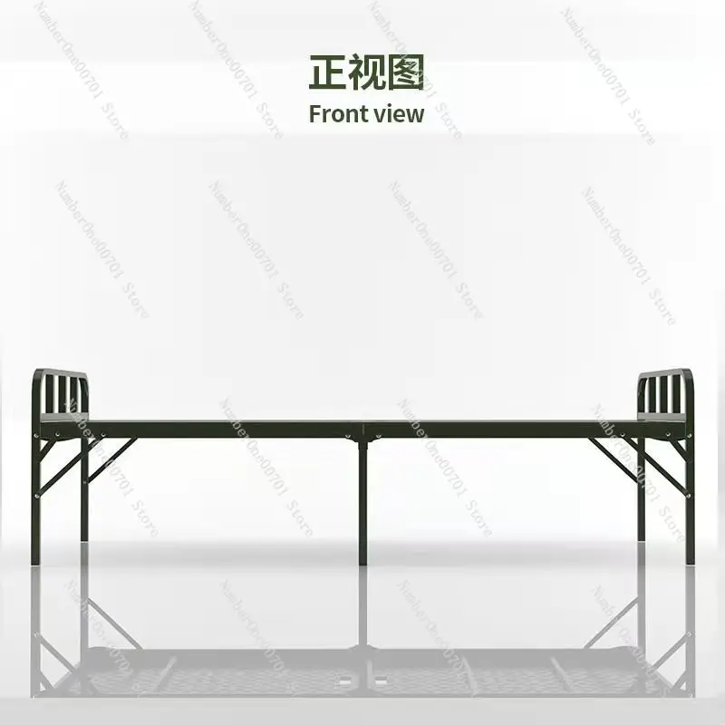 Portable Steel-Plastic Folding Bed Two-Fold Camping Cot Emergency Rescue Military Bed Single Lunch Rest Bed For Home Use