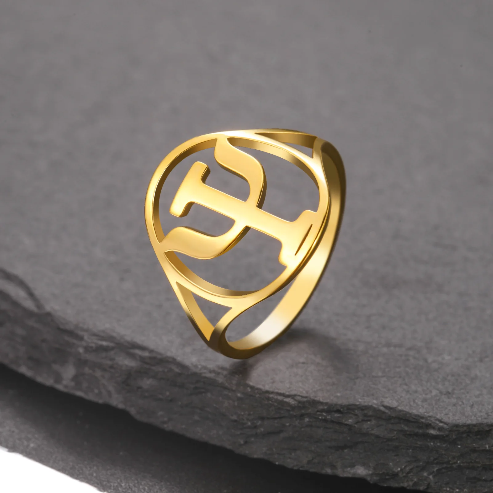 Bague en acier inoxydable avec symbole Psi pour hommes et femmes, mode Alphabet grec, psychologie, psychiatie, signes médicaux, bijoux cadeau