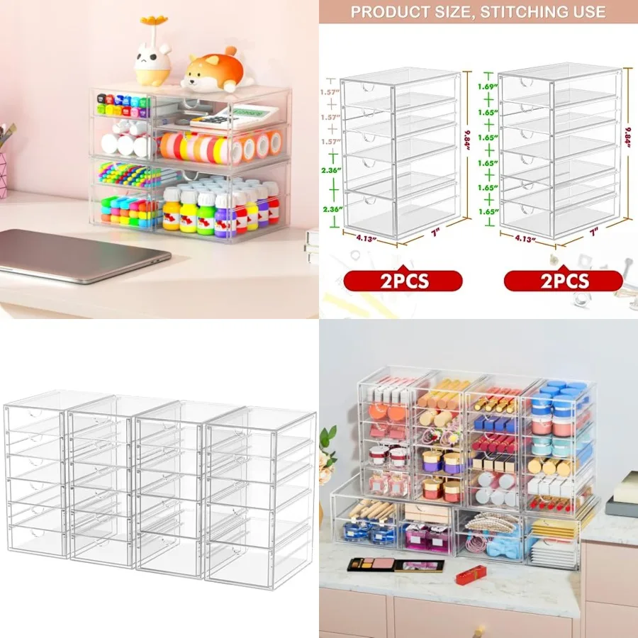 

Desk Organizers And Accessories With, Pack Office Desktop, Plastic Makeup Organizer Containers Bins With Drawers Desk Organizat