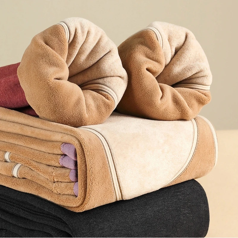 

Plus Size XL-4XL Fit 45-90KG Women Winter Warm Pants Knee Pad Thickened Fleece Lining -20 Degree Mam Cotton Pants M5113