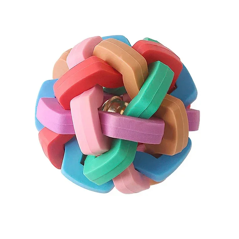 

1Pcs Colorful Rainbow Pet Ball Dog Toy Cat Toys Pet Dog Ball Bell Chew Toys Play Teeth Training Pet Products