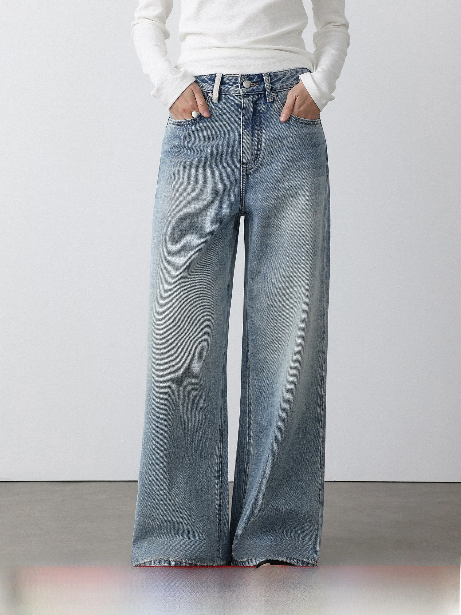 

LowCalorie Spring New Sle 'ten to the Sea' High Waist Straight Leg Casual Jeans LowCalorie Waed out Vintage Denim
