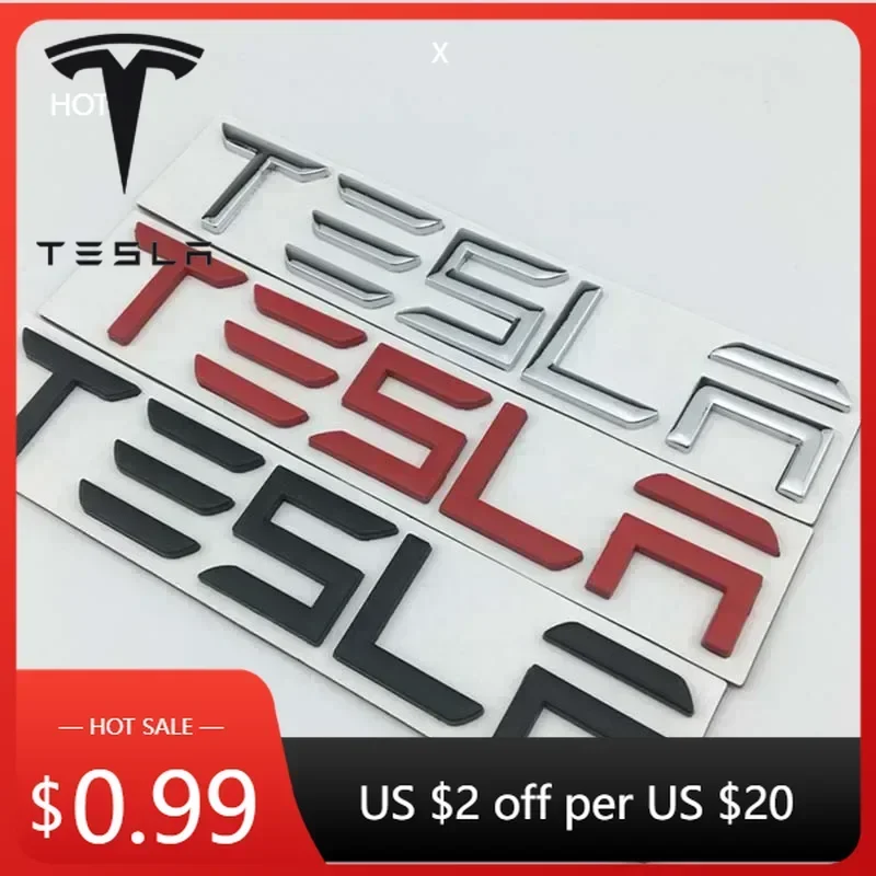 

Car Sticker 2025 New Tesla Metal Car Rear Trunk Badge Sticker for Tesla Model 3 ModelS ModelX ModelY P100D Roadster Auto Refitti